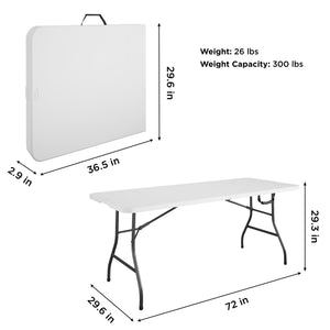 6 ft. Fold-in-Half Banquet Table - White - 6’ FIH