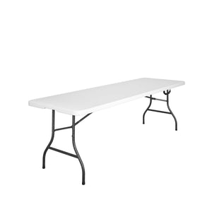 Deluxe 8 foot x 30 inch Fold-in-Half Blow Molded Table - White - 8’ FIH