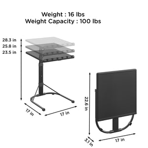 Adjustable Height Personal Folding Activity Table - Black - 1-Pack