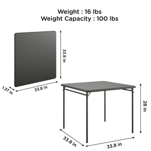 34" Vinyl Top Folding Table - Black - 6’ FIH