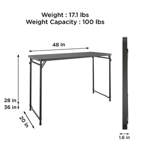 20" x 48" Adjustable Height PVC Top Table - Black - 20” x 48”